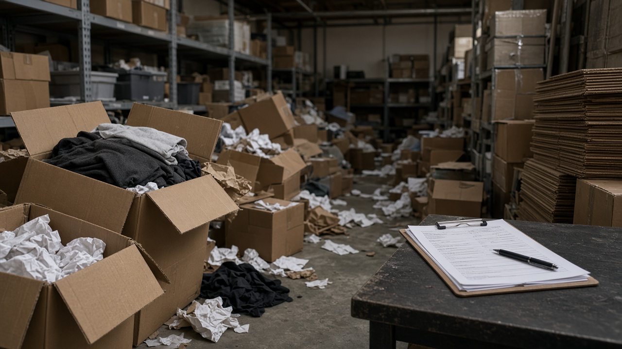 Depósito desordenado — símbolo de pérdidas por inventario
